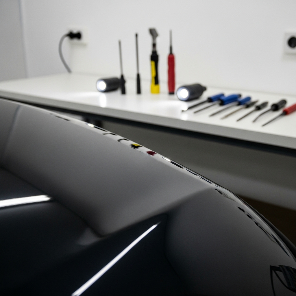 Hail damage repair on vehicle - multiple dents repaired using paintless dent repair